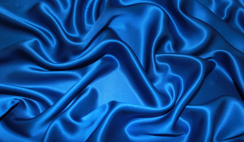 Ткань плательная атлас шелк стрейч блакитний